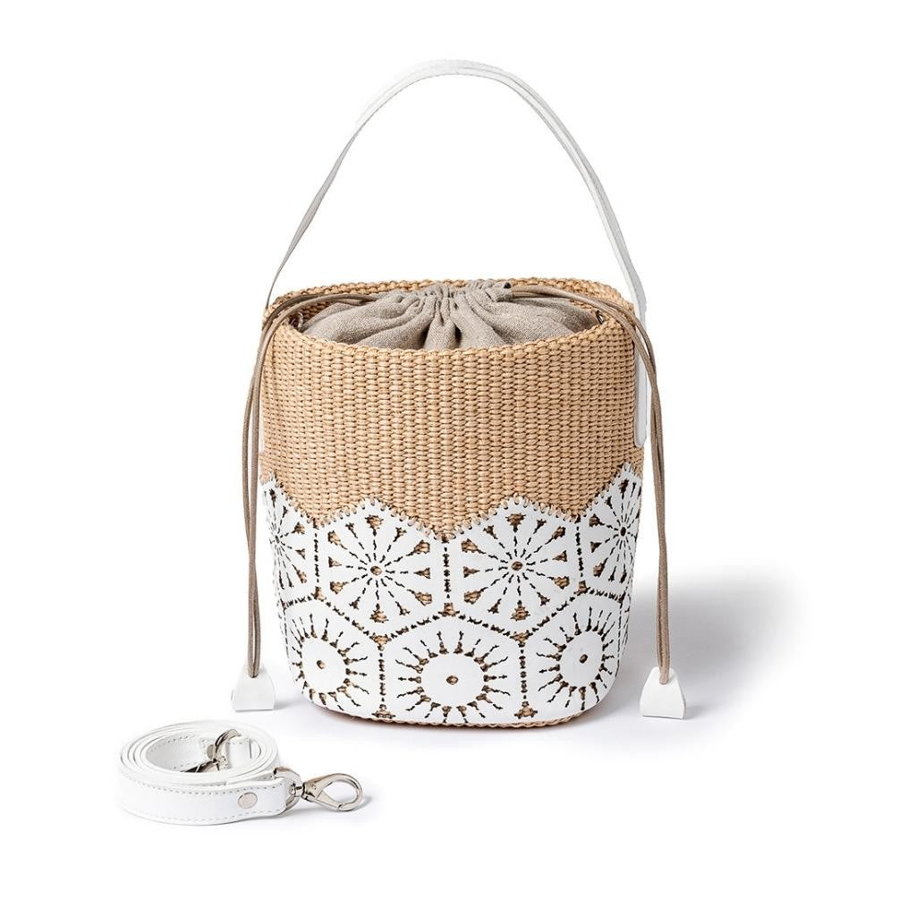 Natural Crochet And Leather Mini-pouch