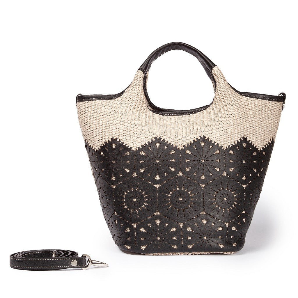 Small Tote in natural-coloured raffia-effect fabric