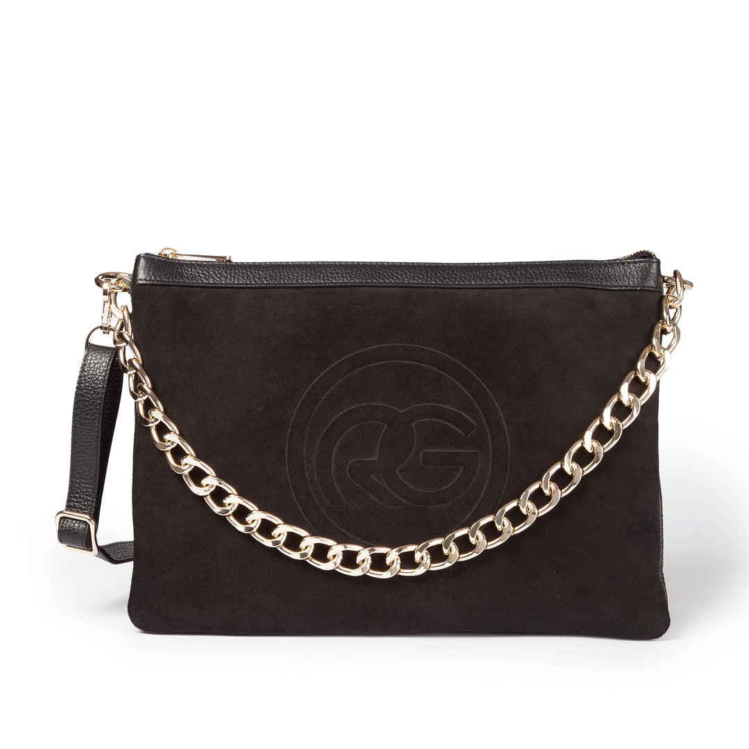 Alice large bag in suede and textured leather with adjustable and detachable shoulder strap