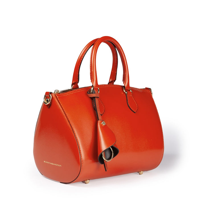 Nicole bowling bag in "light saffiano" print leather with detachable and adjustable shoulder strap