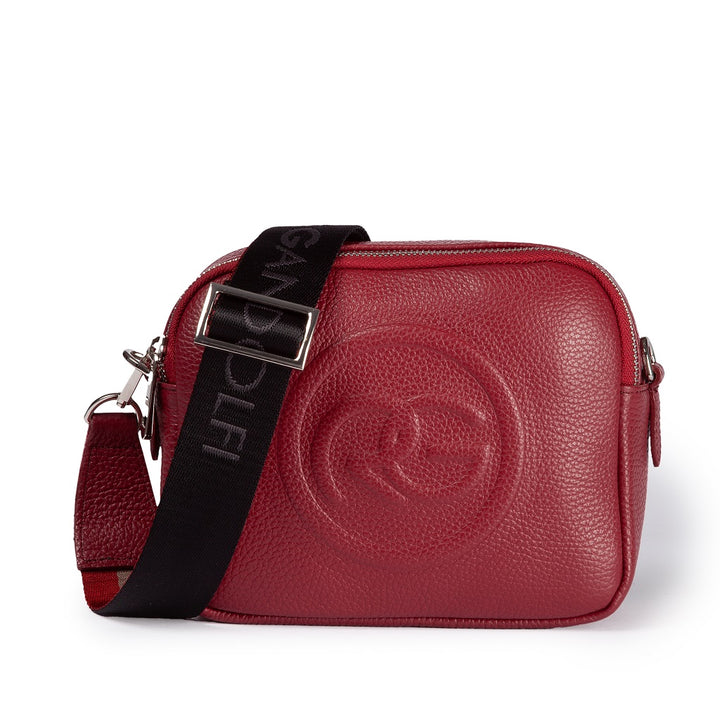 Roberta Pelle camera and leather crossbody with double compartment and detachable shoulder strap