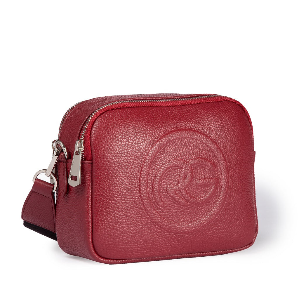 Roberta Pelle camera and leather crossbody with double compartment and detachable shoulder strap