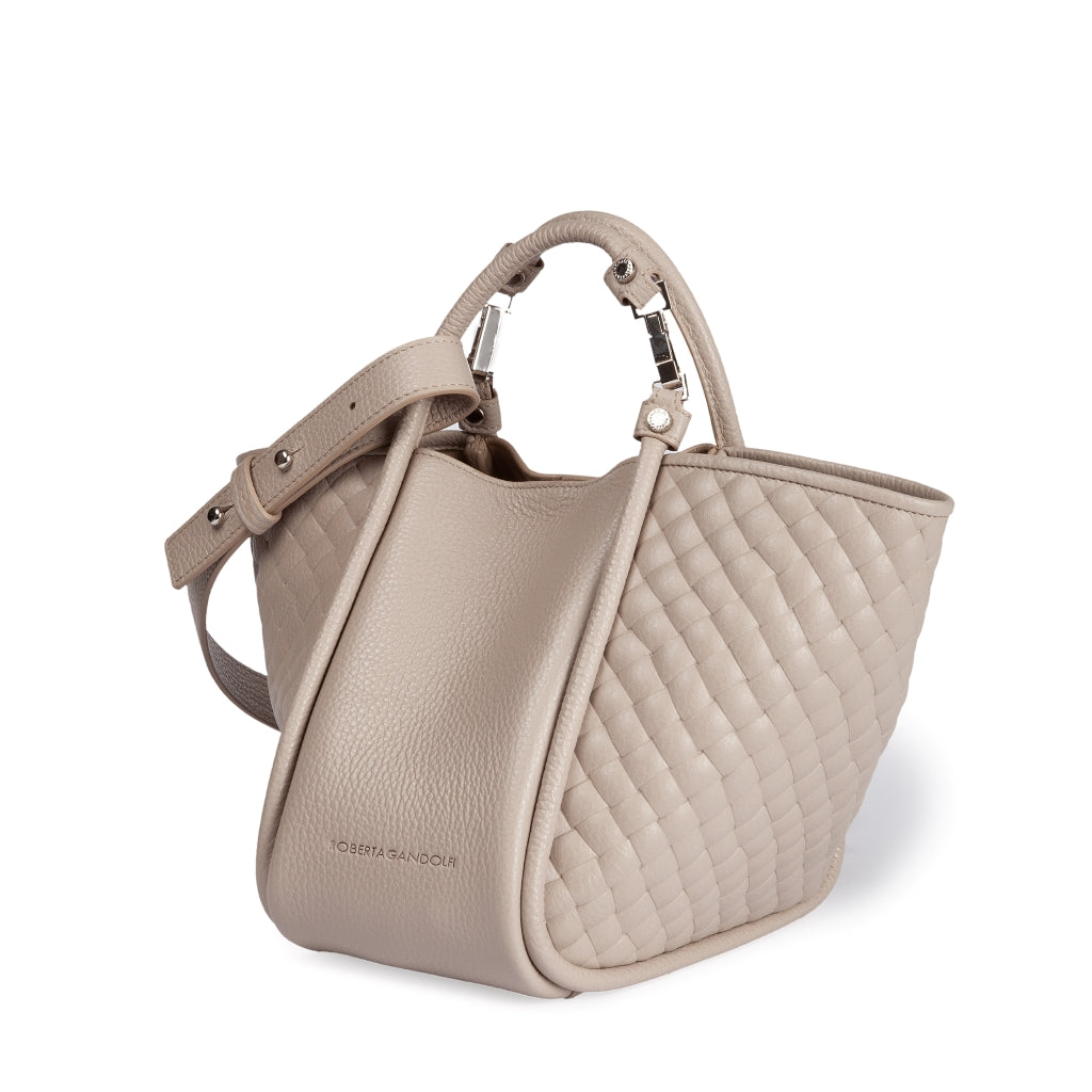 Yuma small woven 3 in 1 borsa a mano in pelle trasformabile con tracolla staccabile