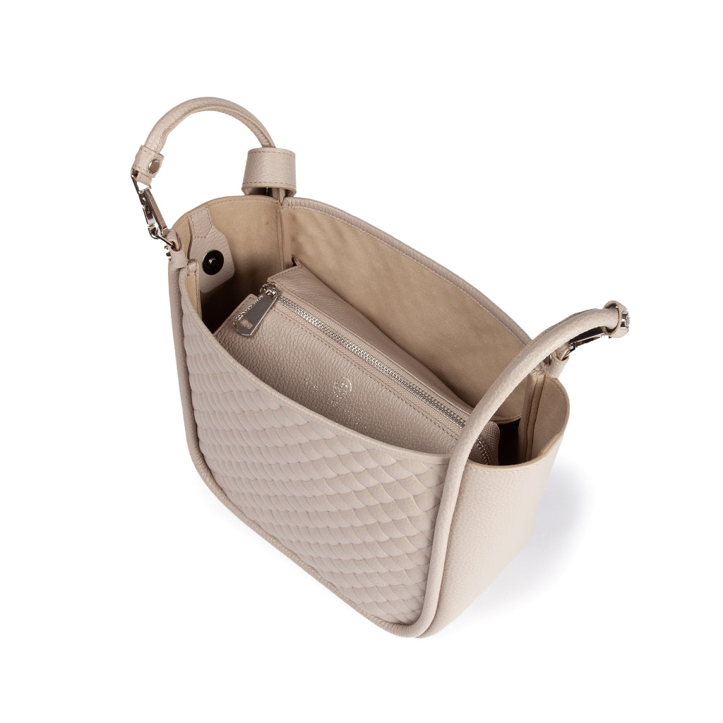 Yuma small woven 3 in 1 borsa a mano in pelle trasformabile con tracolla staccabile