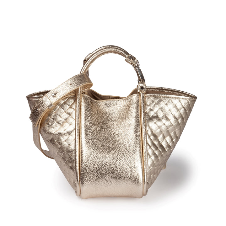 Yuma small woven 3 in 1 borsa a mano in pelle trasformabile con tracolla staccabile