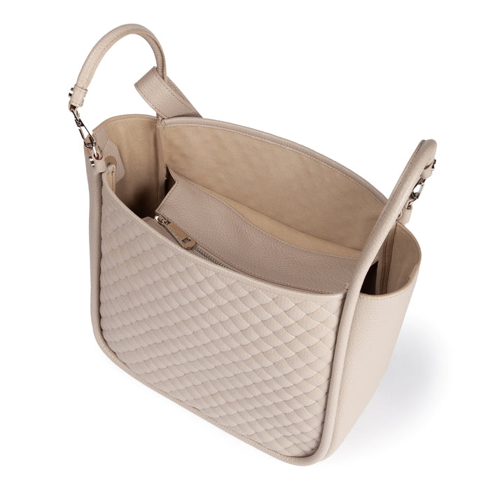 Yuma Medium woven 3 in 1 borsa a mano in pelle trasformabile con tracolla staccabile