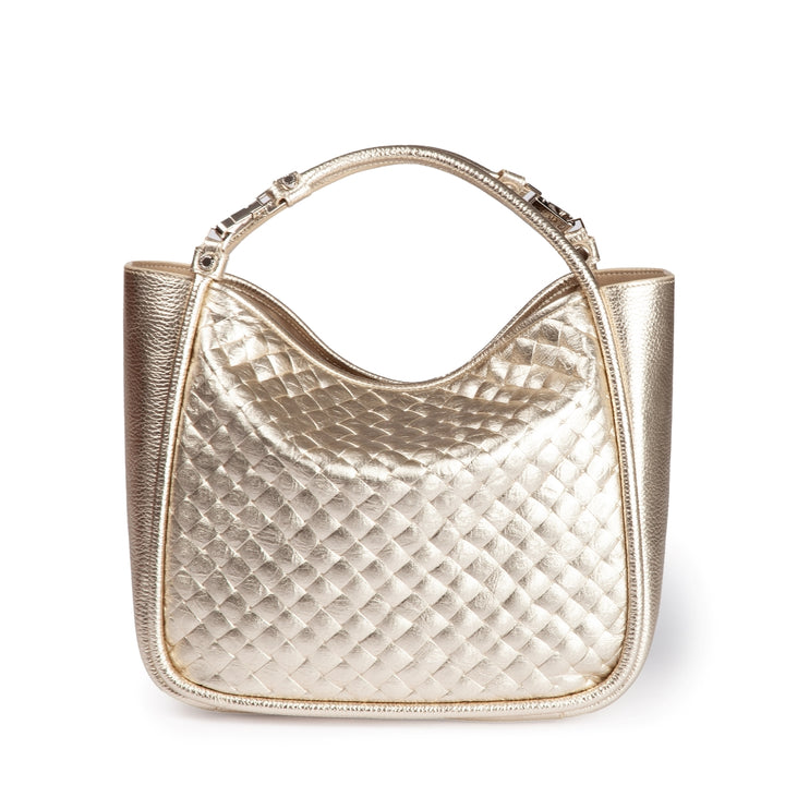 Yuma Medium woven 3 in 1 borsa a mano in pelle trasformabile con tracolla staccabile