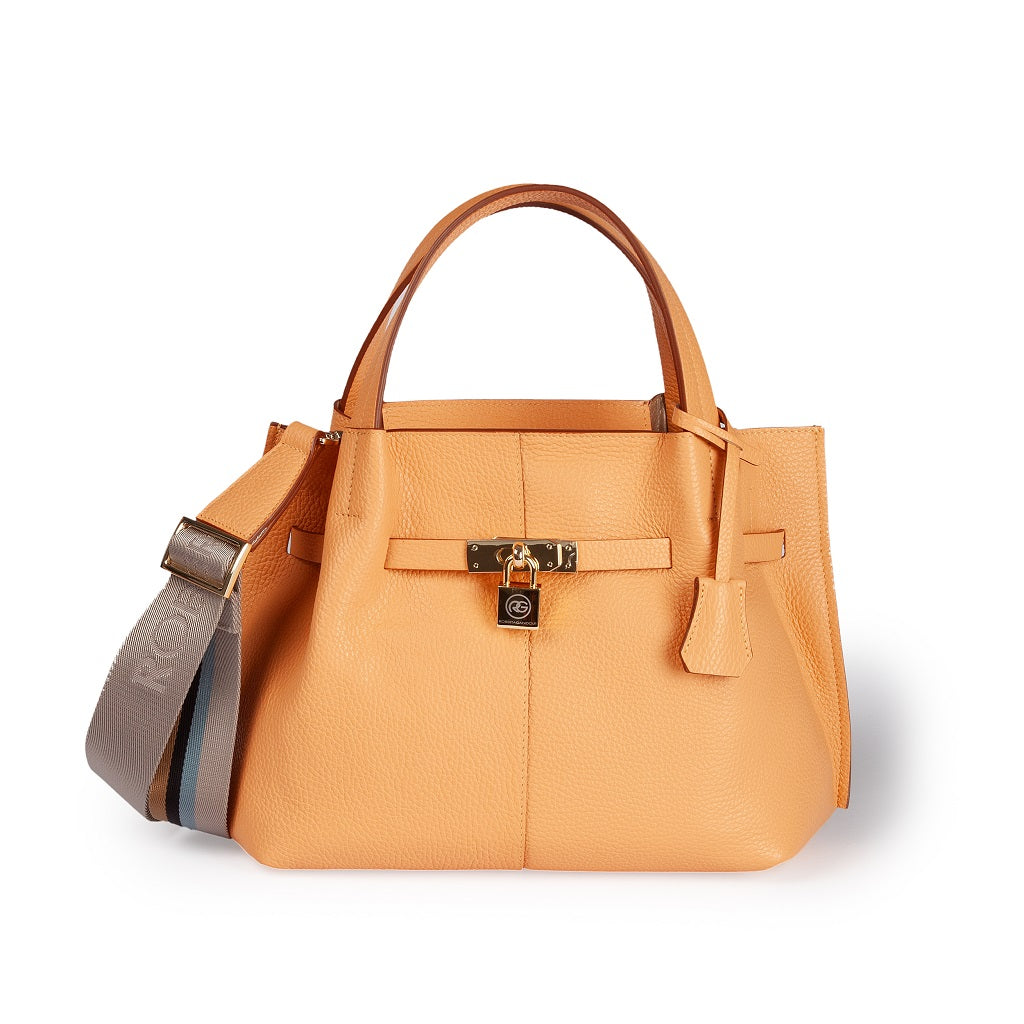 Giorgia handbag leather bag with detachable and adjustable logoed shoulder strap