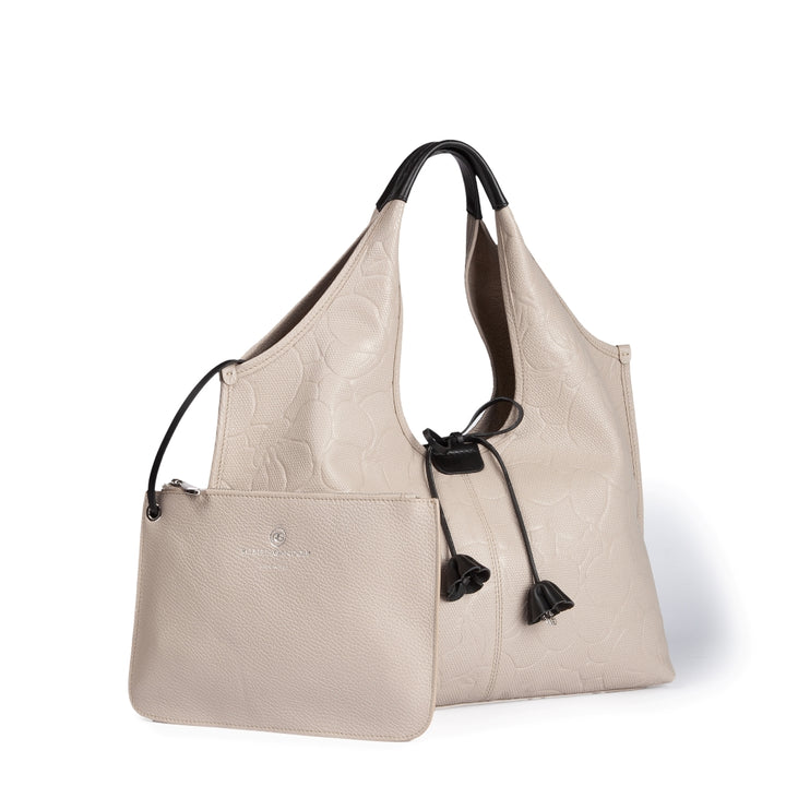 Viola Leather shopper with delicate floral print