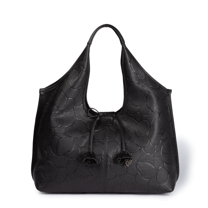 Viola Leather shopper with delicate floral print