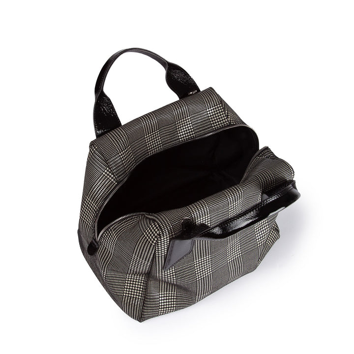 Arianna Boston in tartan print leather with detachable and adjustable shoulder strap