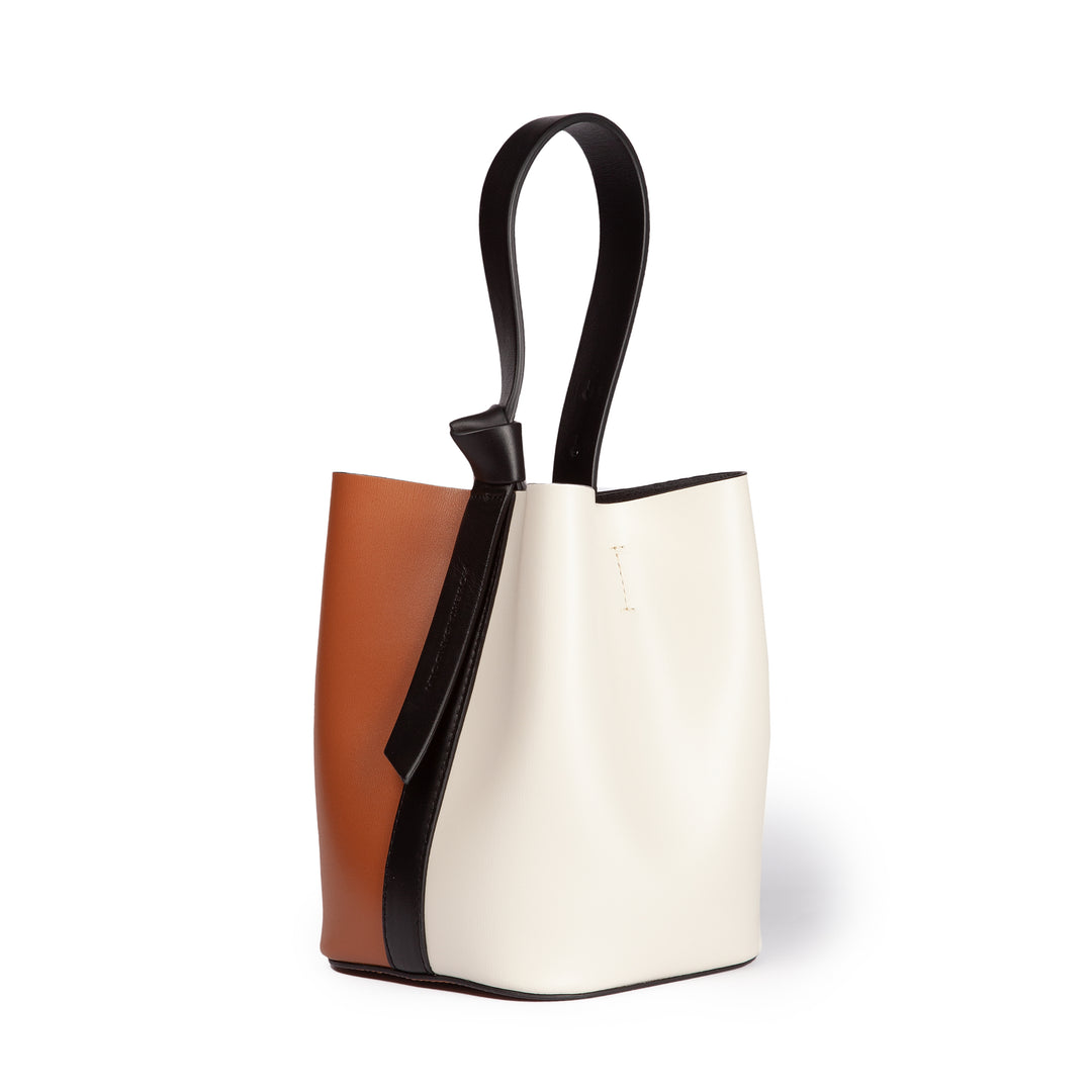 Cinzia Bucket small in pelle bicolor con tracolla staccabile