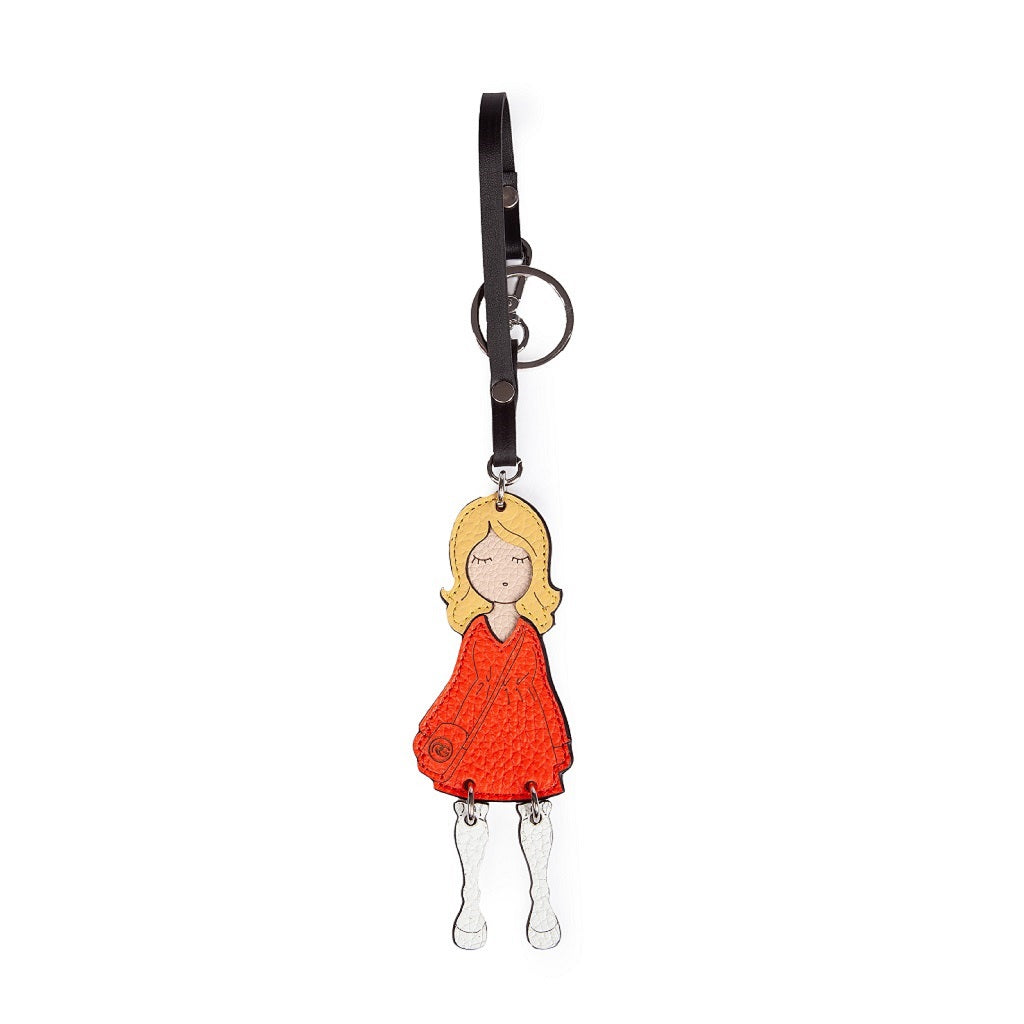 Iconic Roberta Charms key ring in hammered leather