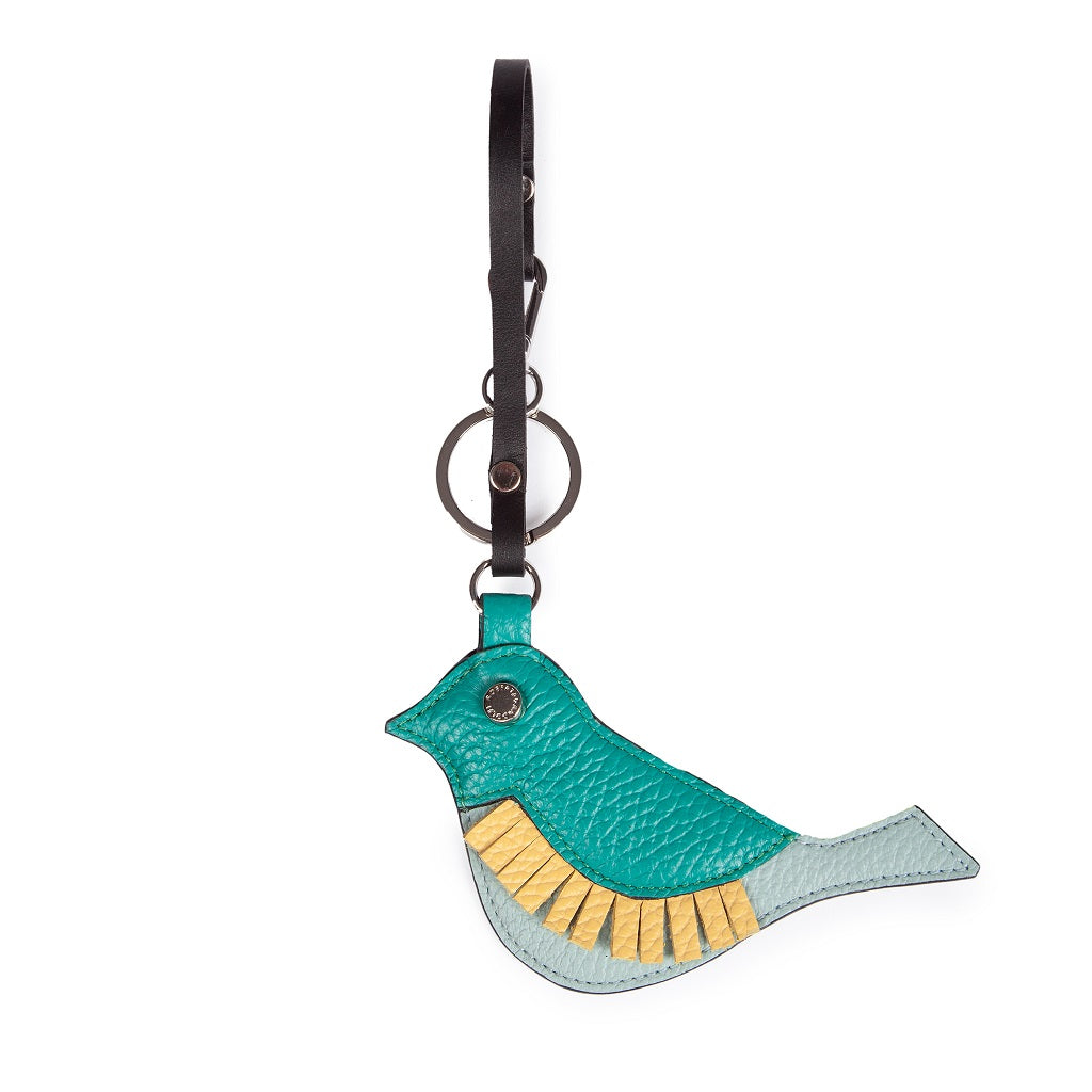 Tweet Charms Key ring in hammered leather