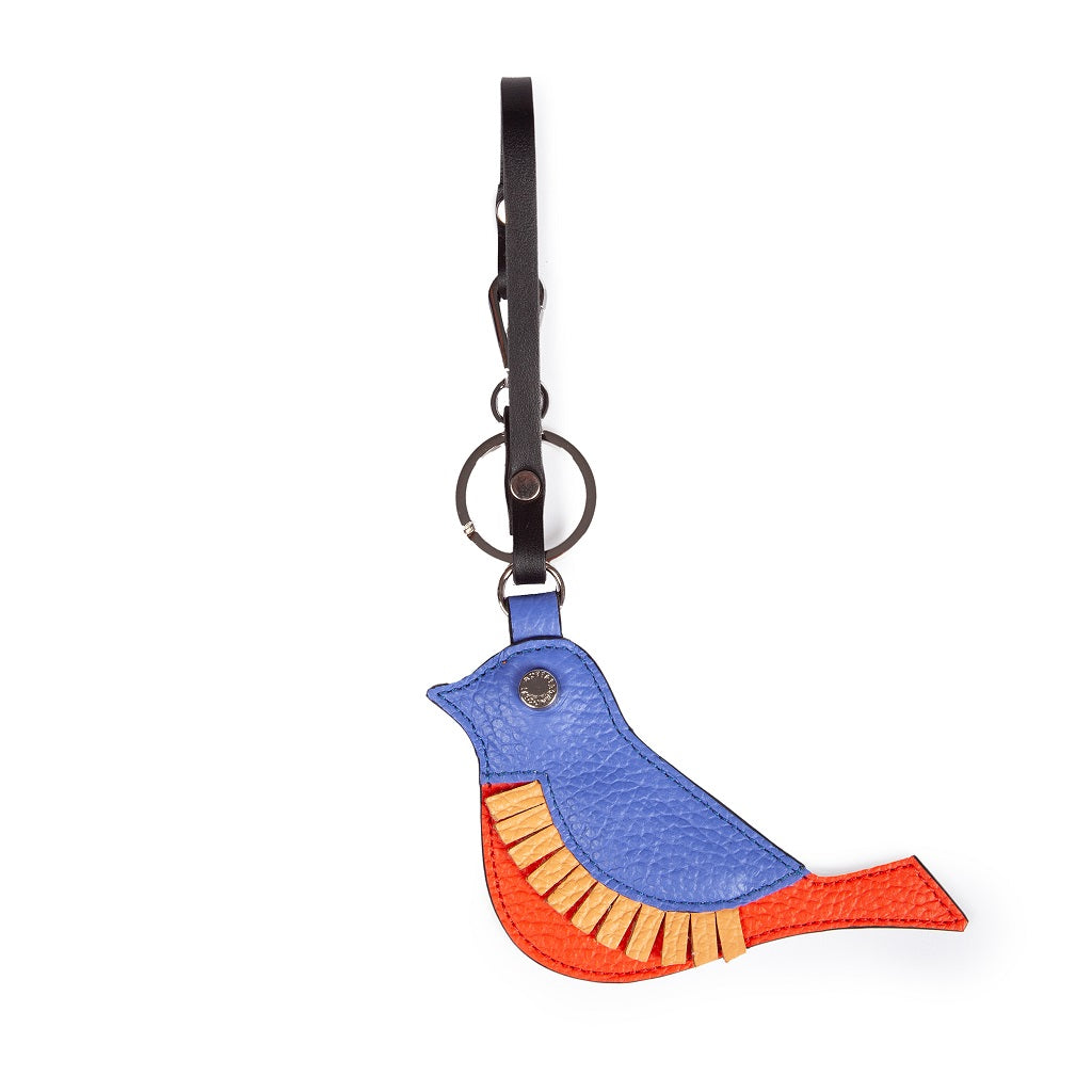 Tweet Charms Key ring in hammered leather