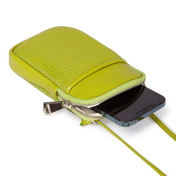 Yuma Phone holder in calfskin with detachable and adjustable shoulder strap and external pocket