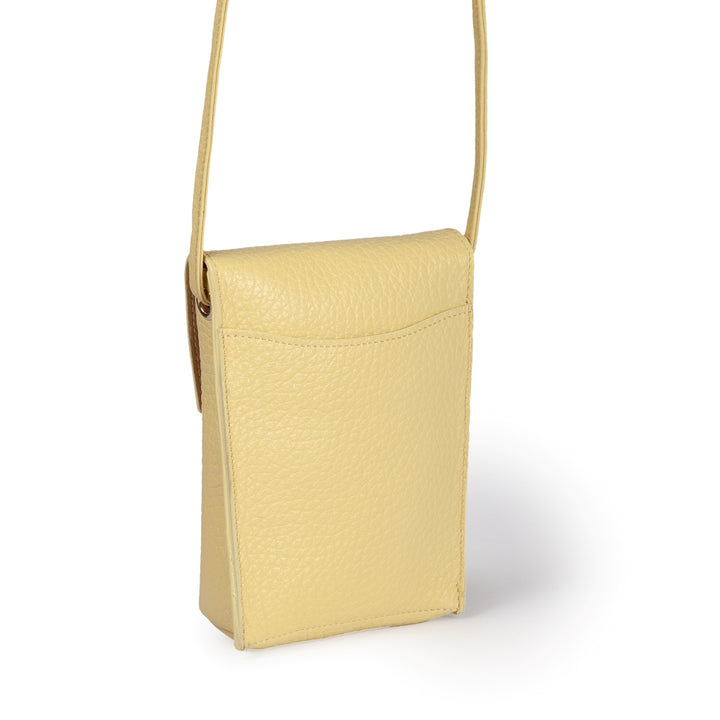 Elodie minibag and phoneholder in leather with practical external pocket and adjustable shoulder strap