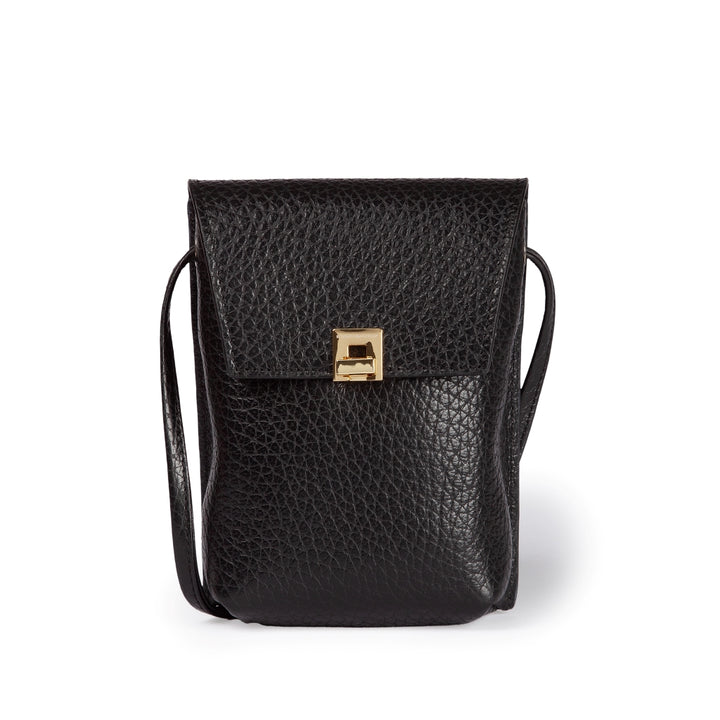 Elodie minibag and phoneholder in leather with practical external pocket and adjustable shoulder strap