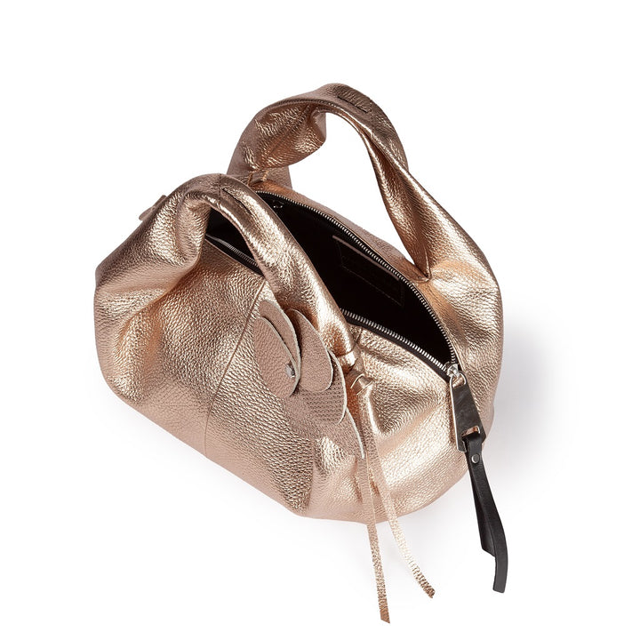 Emily large in hammered leather with removable floral decoration and adjustable shoulder strap