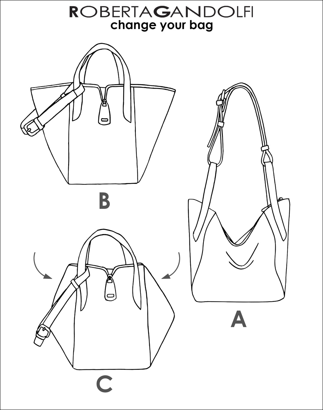 Yuma small 3 in 1 borsa a mano in pelle trasformabile con tracolla staccabile