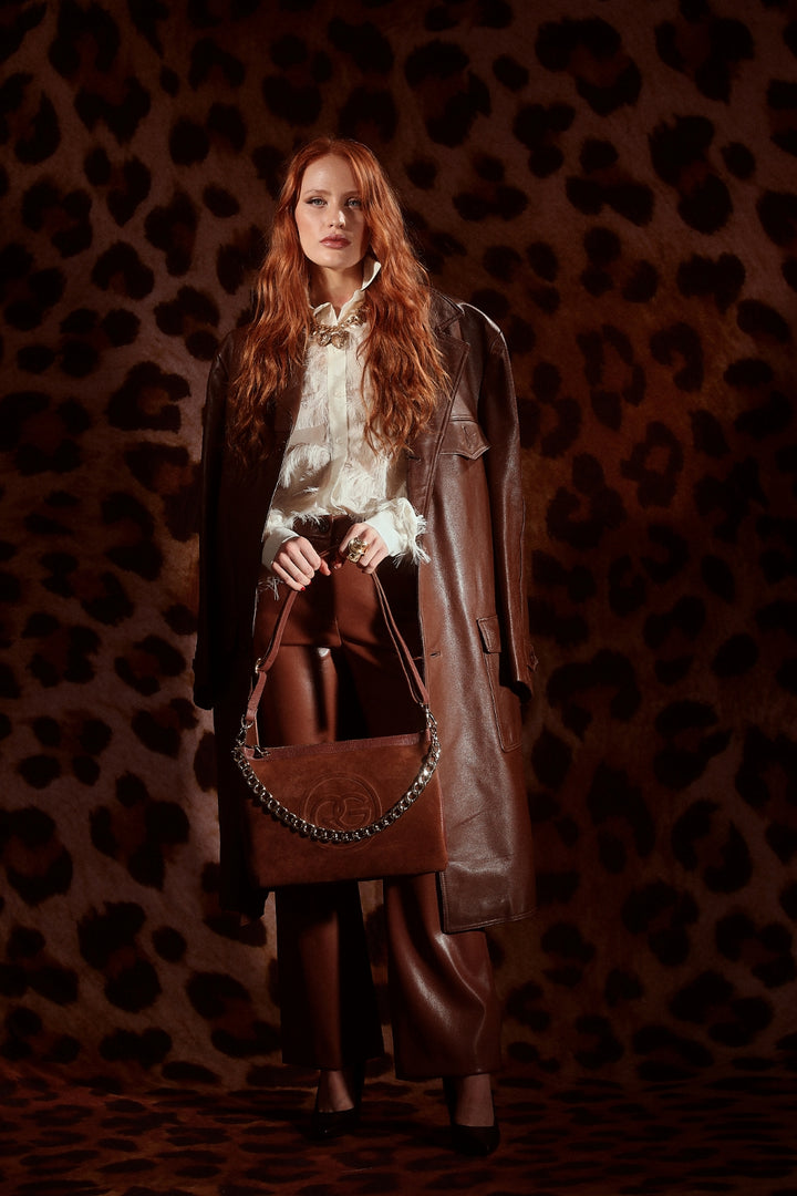 Alice large bag in suede and textured leather with adjustable and detachable shoulder strap